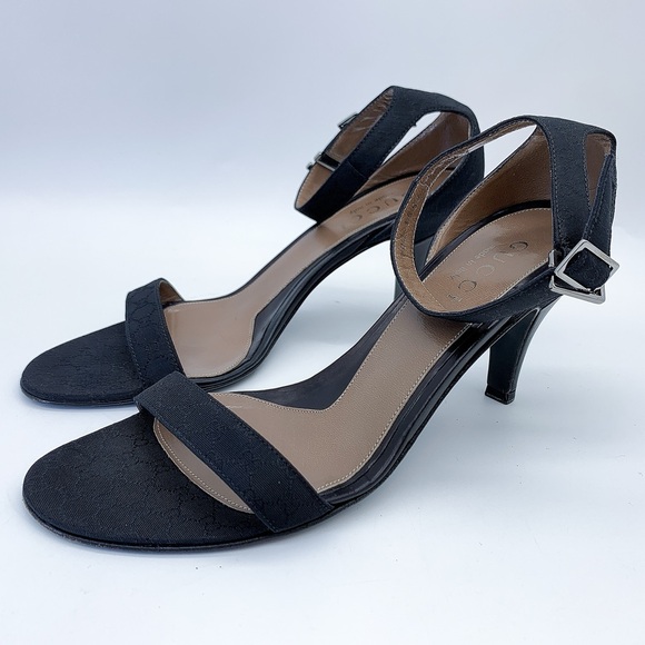 Gucci GG Canvas Ankle Strap Sandal in Black - Picture 4 of 12
